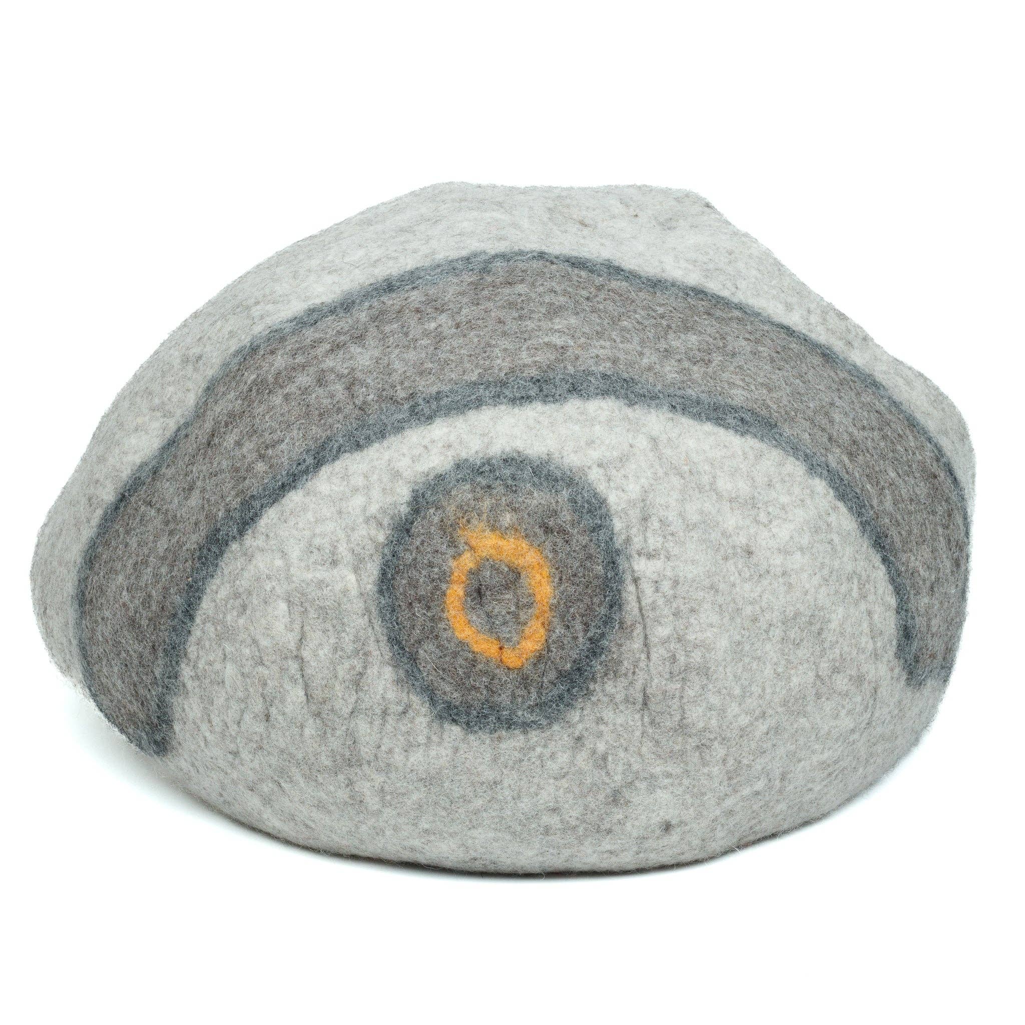 Felt Cat Cave Natural Felt Wool Cat Bed - Bullseye Design